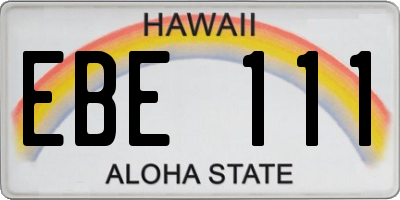 HI license plate EBE111