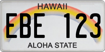 HI license plate EBE123