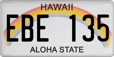 HI license plate EBE135