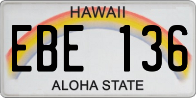 HI license plate EBE136