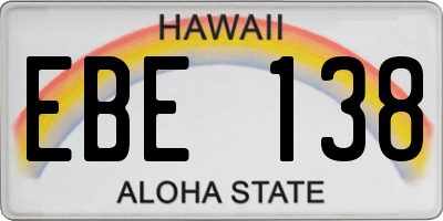 HI license plate EBE138