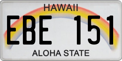 HI license plate EBE151