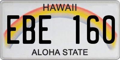 HI license plate EBE160