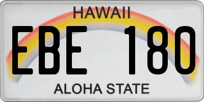 HI license plate EBE180