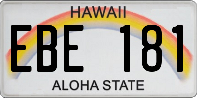 HI license plate EBE181