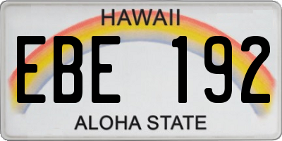 HI license plate EBE192