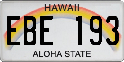 HI license plate EBE193