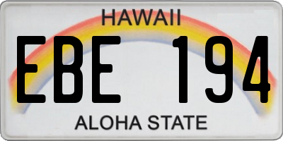 HI license plate EBE194