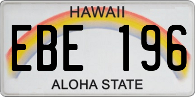 HI license plate EBE196