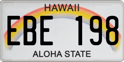 HI license plate EBE198