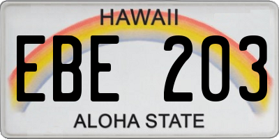 HI license plate EBE203