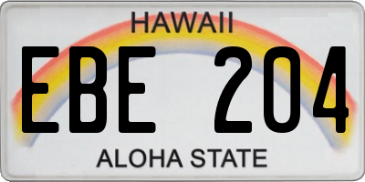 HI license plate EBE204