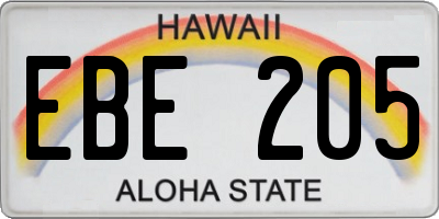 HI license plate EBE205
