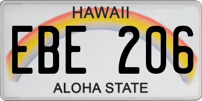 HI license plate EBE206