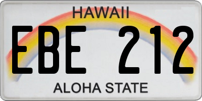 HI license plate EBE212