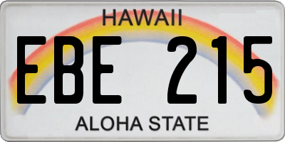 HI license plate EBE215