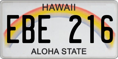 HI license plate EBE216