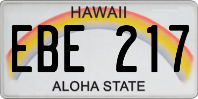 HI license plate EBE217