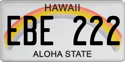 HI license plate EBE222