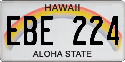 HI license plate EBE224