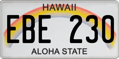 HI license plate EBE230