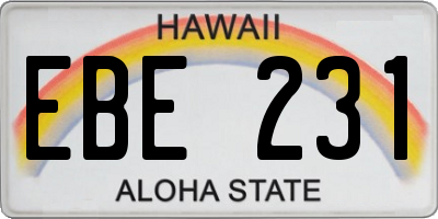 HI license plate EBE231