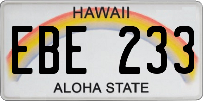 HI license plate EBE233