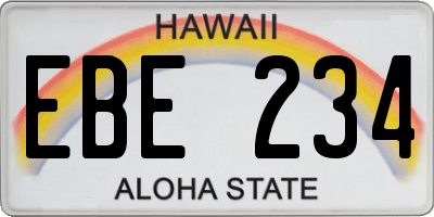 HI license plate EBE234