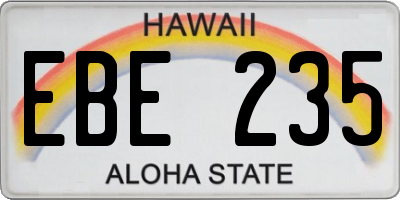 HI license plate EBE235