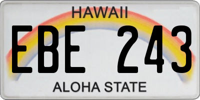 HI license plate EBE243