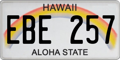 HI license plate EBE257