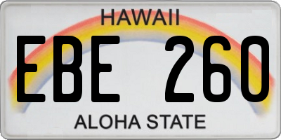 HI license plate EBE260