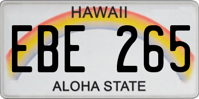 HI license plate EBE265