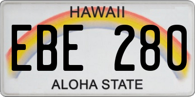 HI license plate EBE280