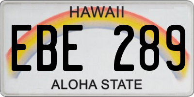 HI license plate EBE289