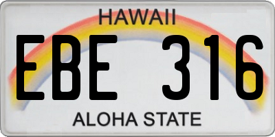 HI license plate EBE316