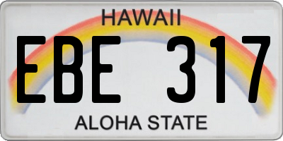 HI license plate EBE317