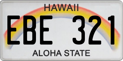 HI license plate EBE321