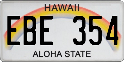 HI license plate EBE354
