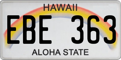 HI license plate EBE363