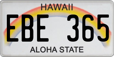 HI license plate EBE365