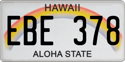 HI license plate EBE378