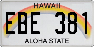 HI license plate EBE381
