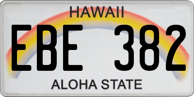 HI license plate EBE382