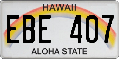 HI license plate EBE407