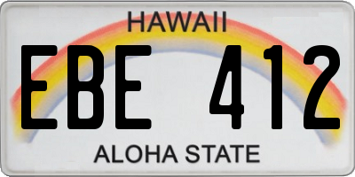 HI license plate EBE412