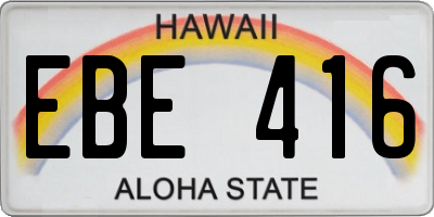 HI license plate EBE416