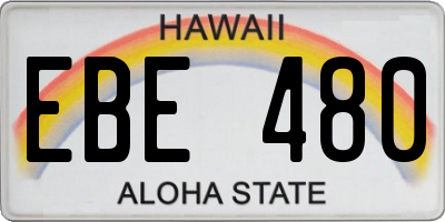 HI license plate EBE480