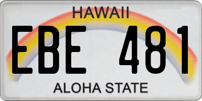 HI license plate EBE481