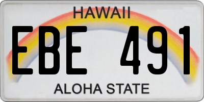 HI license plate EBE491